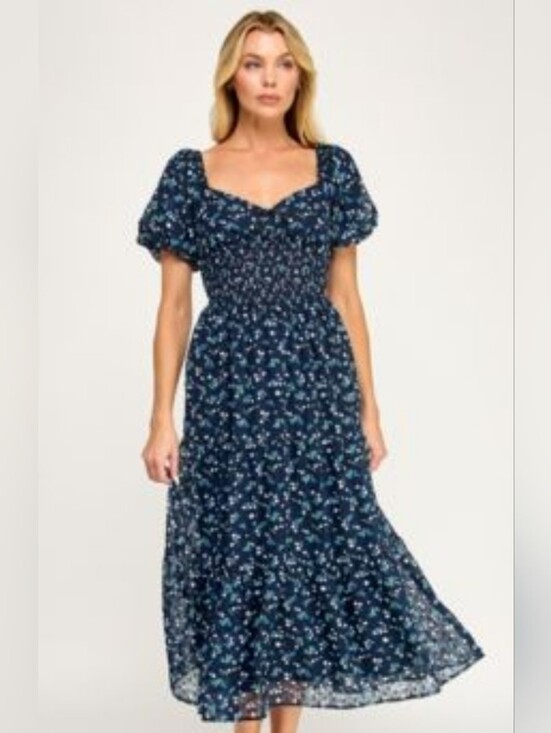 Dizzy Lizzy Dresses & Skirts - Dizzy Lizzy Navy Blue Floral Ruffle Dress